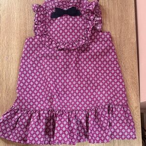 Janie and Jack Purple Patterned Dress with Navy Bow
